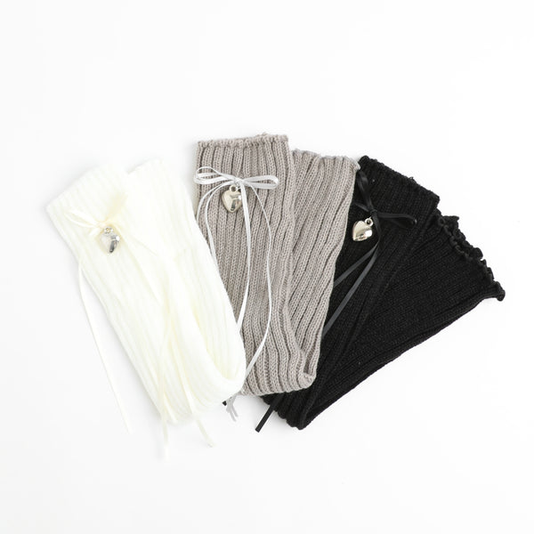 ハートチャームリボンレッグウォーマー