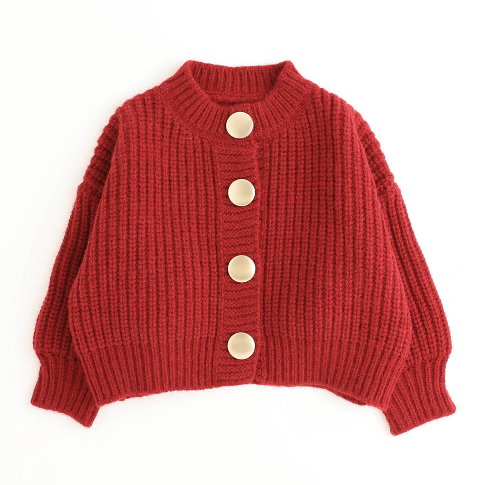 クロップド丈ビッグボタンニットカーディガン