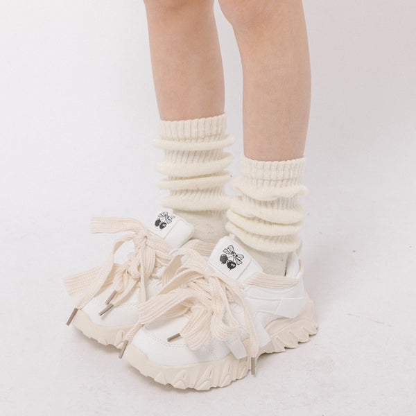 ダブルリボンデザインボリュームソールダッドシューズ