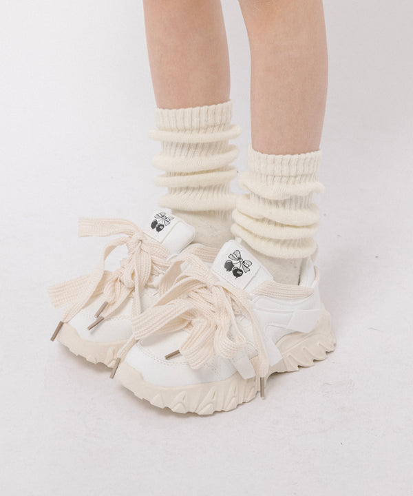 ダブルリボンデザインボリュームソールダッドシューズ