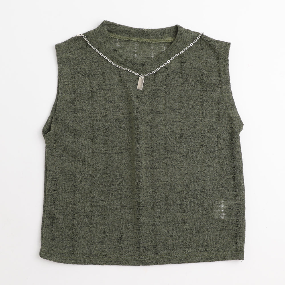 【ネックレス付】ダメージノースリーブトップス