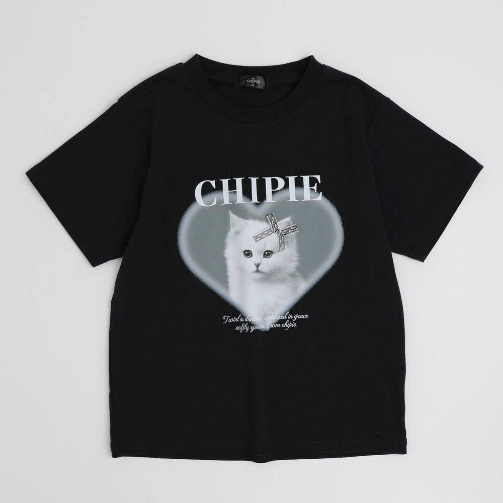 【CHIPIE/シピ】"ときめろT"(綿100%)キャットプリントTシャツ