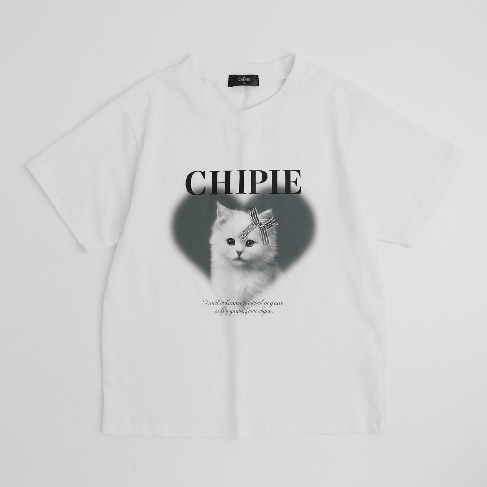 【CHIPIE/シピ】"ときめろT"(綿100%)キャットプリントTシャツ