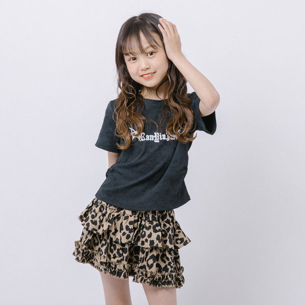 サイドギャザータイダイデザインフロントロゴTシャツ