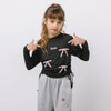 ぷくぷくリボン発泡プリントサイドギャザーロングTシャツ