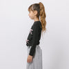 ぷくぷくリボン発泡プリントサイドギャザーロングTシャツ