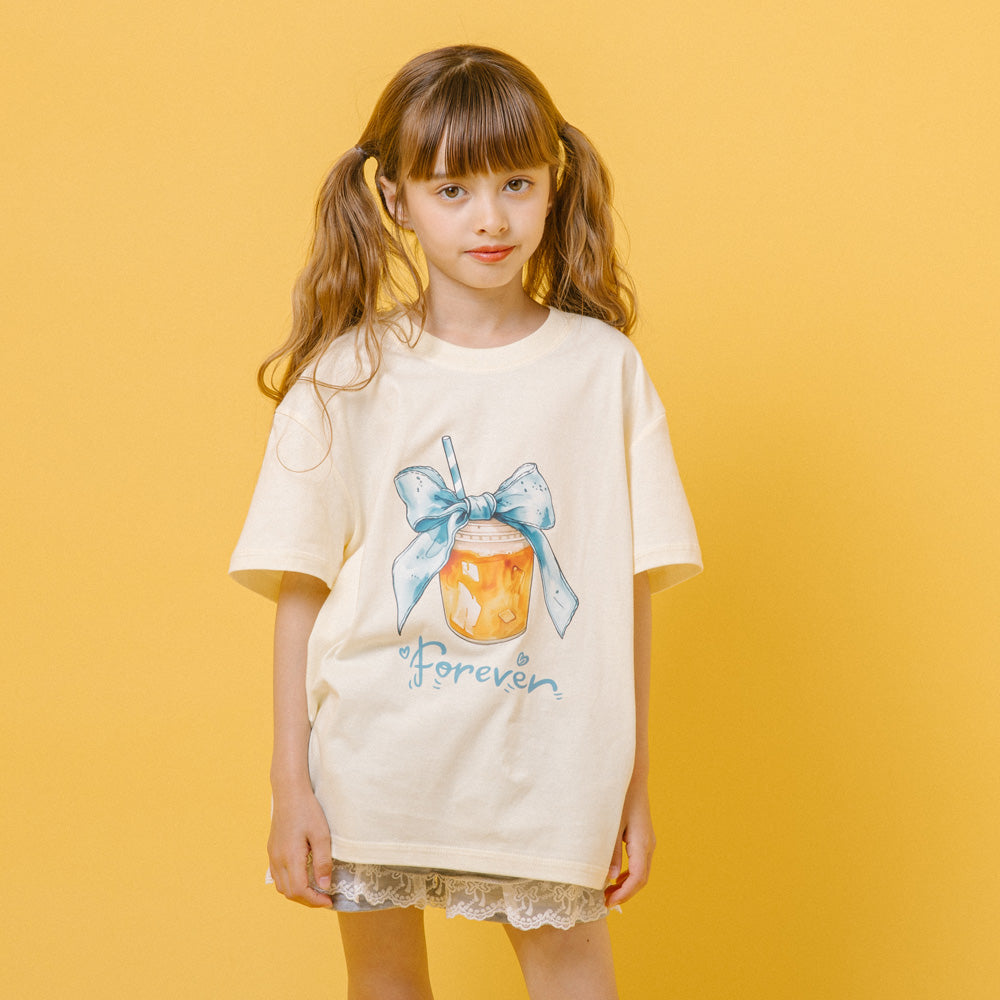 子供服 ドリンクカップロゴプリントオーバーサイズTシャツ|子供服・キッズ
