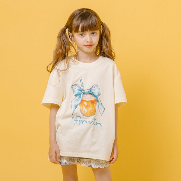 ドリンクカップロゴプリントオーバーサイズTシャツ