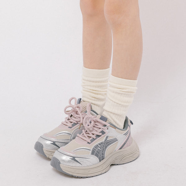 ボリュームソールシルバー配色ダッドスニーカー