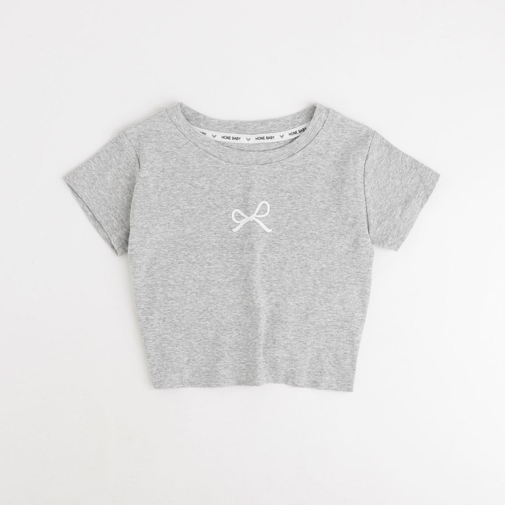 バックカットデザインワンポイントリボンプリントTシャツ