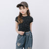 ラインストーンデザインリブミニTシャツ