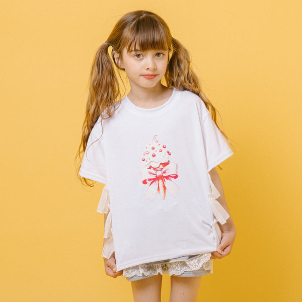 アイスロゴプリントバックフリルデザインTシャツ