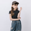 ラインストーンデザインリブミニTシャツ
