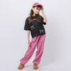 【2点セット】リボンプリントオーバーサイズTシャツ＋カラーストレートパンツ