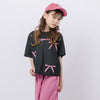 【2点セット】リボンプリントオーバーサイズTシャツ＋カラーストレートパンツ