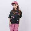 【2点セット】リボンプリントオーバーサイズTシャツ＋カラーストレートパンツ