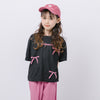 【2点セット】リボンプリントオーバーサイズTシャツ＋カラーストレートパンツ