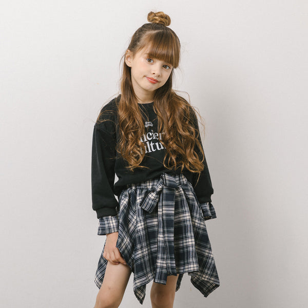 【2点セット】ロゴトレーナー＋チェックスカート