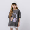 ファンシードーナツヘッドホンプリントオーバーサイズTシャツ