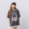 ファンシードーナツヘッドホンプリントオーバーサイズTシャツ
