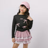 ぷくぷくリボン発泡プリントサイドギャザーロングTシャツ