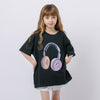 ファンシードーナツヘッドホンプリントオーバーサイズTシャツ