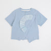アシンメトリーフロントスリットクロップドTシャツ