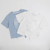 アシンメトリーフロントスリットクロップドTシャツ