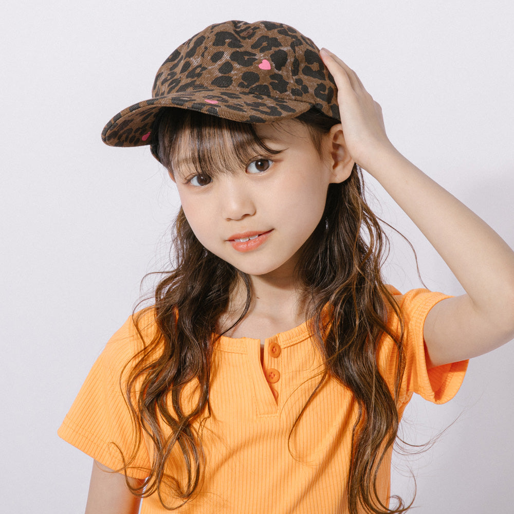 ミニハートデザインレオパードキャップ|子供服・キッズファッション