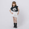 【2点セット】パールリボンフレンチスリーブTシャツ＋ティアードスカート