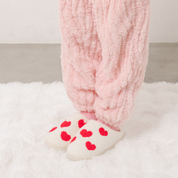 もこもこ総柄ハートデザインスリッパ