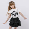 【2点セット】パールリボンフレンチスリーブTシャツ＋ティアードスカート