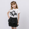 【2点セット】パールリボンフレンチスリーブTシャツ＋ティアードスカート