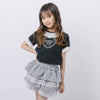 【綿100％/吸水速乾】レースフリルフレンチハートプリントクロップドTシャツ