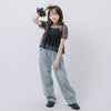 【シュシュ付き】ハートドットシアーパフスリーブペプラムトップス