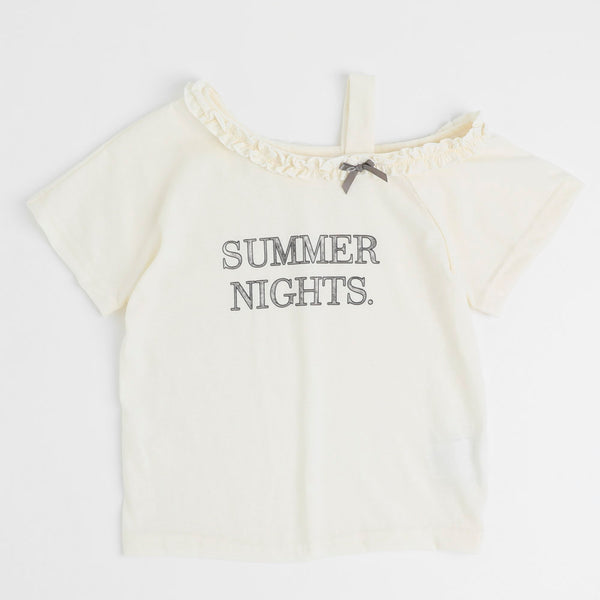 カットショルダーフリルクロップドTシャツ