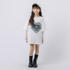 ハートレコードプリントチュールドッキングTシャツ