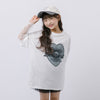 ハートレコードプリントチュールドッキングTシャツ