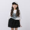 ハートレコードプリントチュールドッキングTシャツ