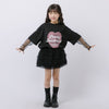 ハートレコードプリントチュールドッキングTシャツ
