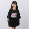 ハートレコードプリントチュールドッキングTシャツ