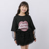ハートレコードプリントチュールドッキングTシャツ