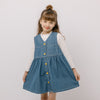 フロントボタンデザインデニムフレアワンピース