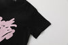 【2点セット】クロップドロゴプリントTシャツ＋リブストレートパンツ
