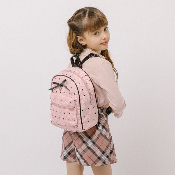 リボンプリントハートチャーム付きリュック