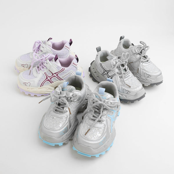 ボリュームソールラメグリッターハートスニーカー