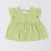 【2点セット】ショルダーフリルペプラムブラウス＋リラックスストレートパンツ
