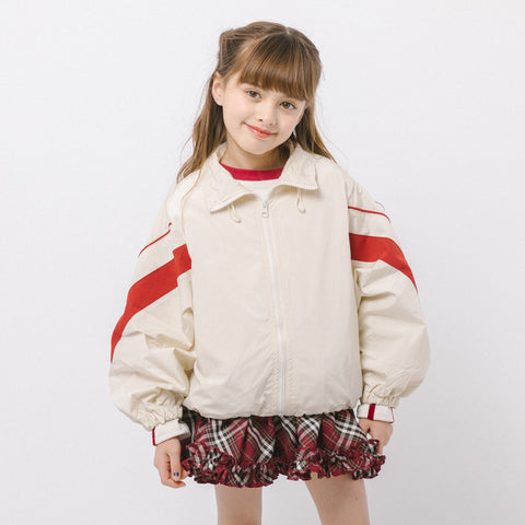 配色ラインドローコード付きアノラックパーカー