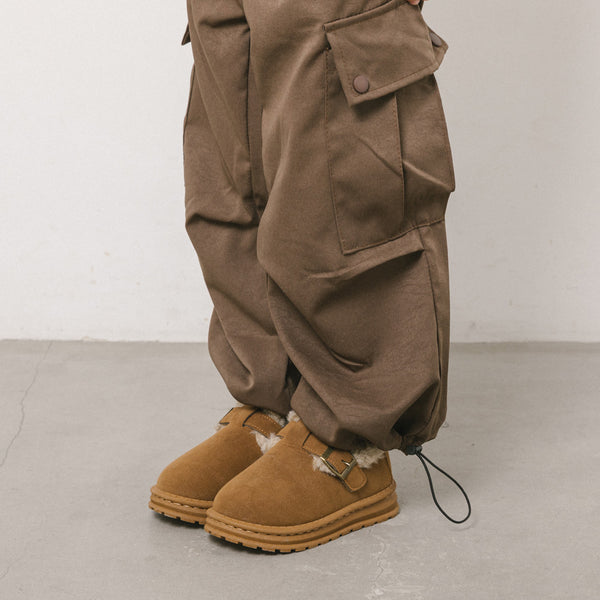 内ボアベルトデザインムートンシューズ