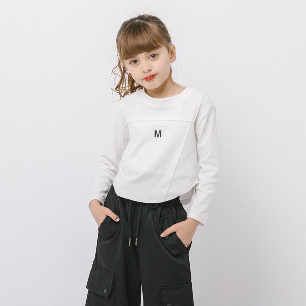 ワンポイントロゴフロントシームクロップドトップス